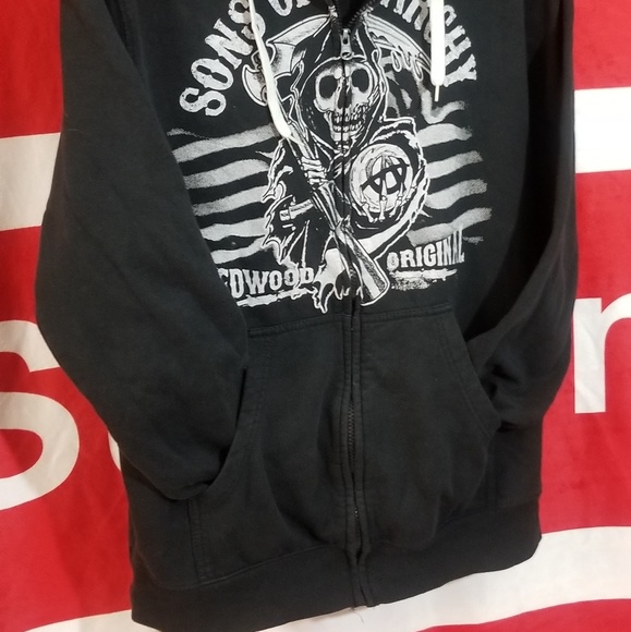 *SOLD*SOA SONS OF ANARCHY MENS L FULL ZIP FRONT HO - Picture 2 of 7